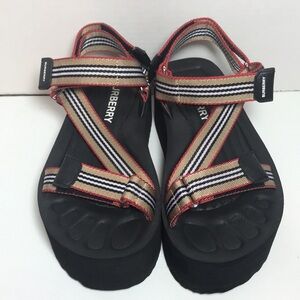 Burberry Patterson Icon Stripe Strappy Platform Sandal Archive Beige 7 US 37 EU